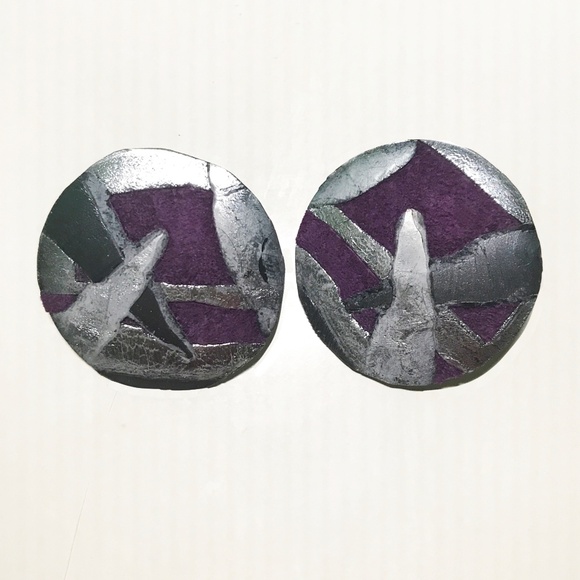 Vintage Silver and Purple Earrings - Picture 1 of 1